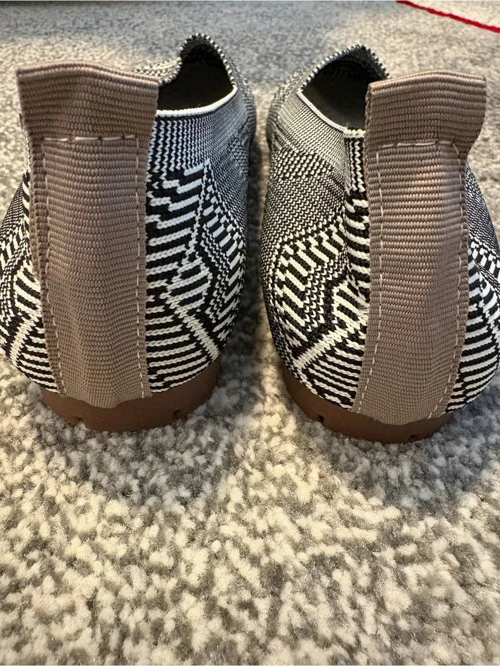 Black & Cream Geometric Canvas Slip-On Flats
